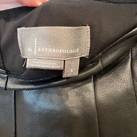 NWT By Anthropologie Faux-Leather Structured Mini Skirt- Black- Size Small - Picture 6 of 10